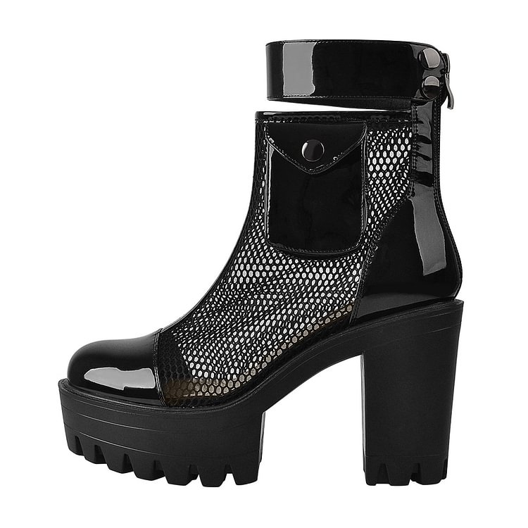 Black Mesh Ankle Boots