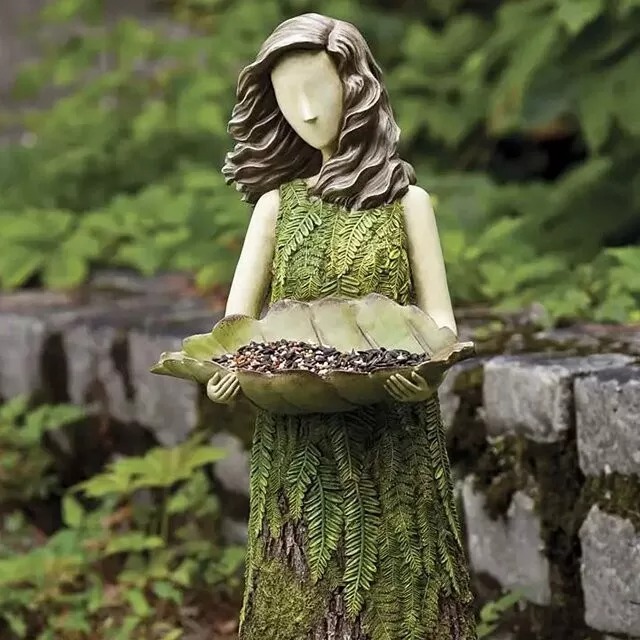 sherwood fern fairy statuary with bird feeder