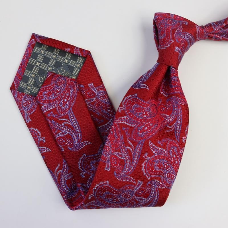 Cravate en soie rouge à motif cachemire-Soie Plus