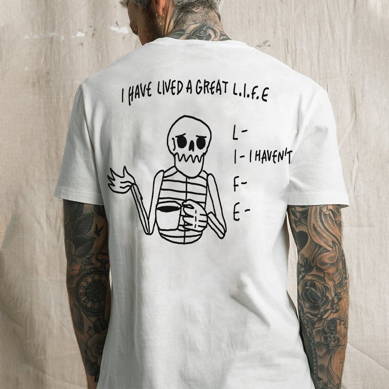 I Am Dead Inside Cheerful Skeleton Print White T-shirt - Krazyskull