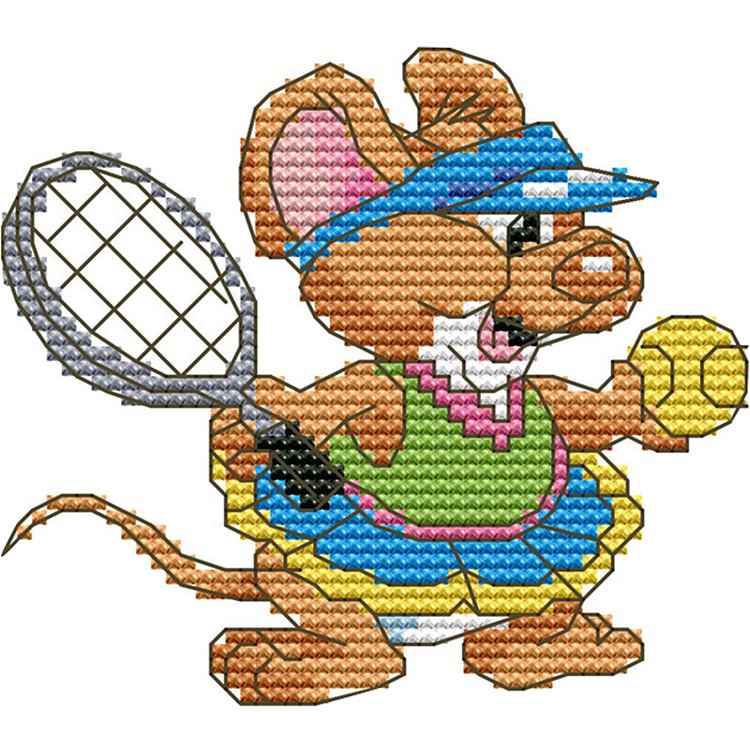 Sport Mouse-14Ct Stamped Cross Stitch-14*13CM