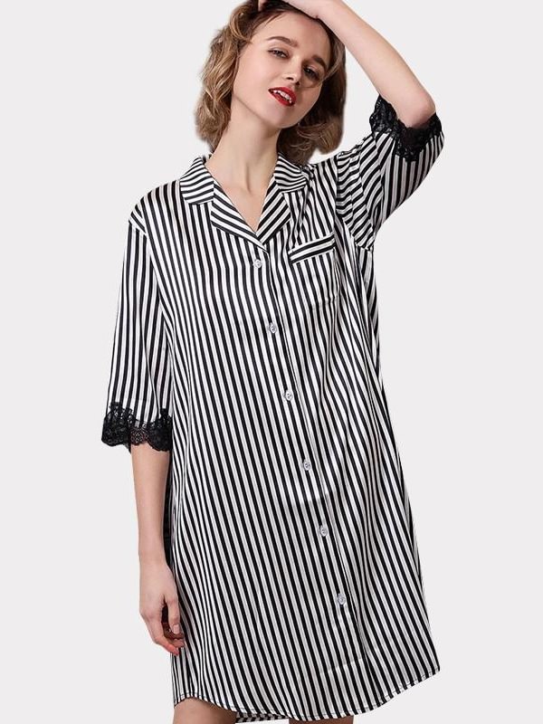 22 Momme High Quality Women's Design 2019 Silk Sleep Shirt-Real Silk Life