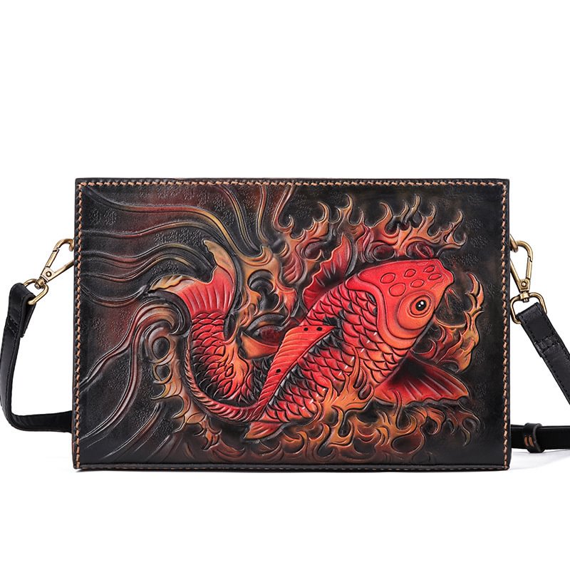 Koi Fish Leather Personalized Bag