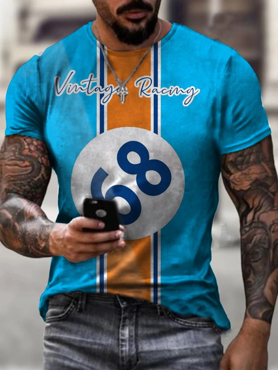 Crew Neck Motor Oil Motorcycles Short Sleeve Tops T-shirts / [viawink] /