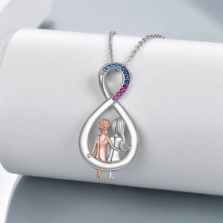 For Sister - S925  A Sister is God's Way of Making Sure We Never Walk Alone Colourful Sister Silver Pendant Necklace