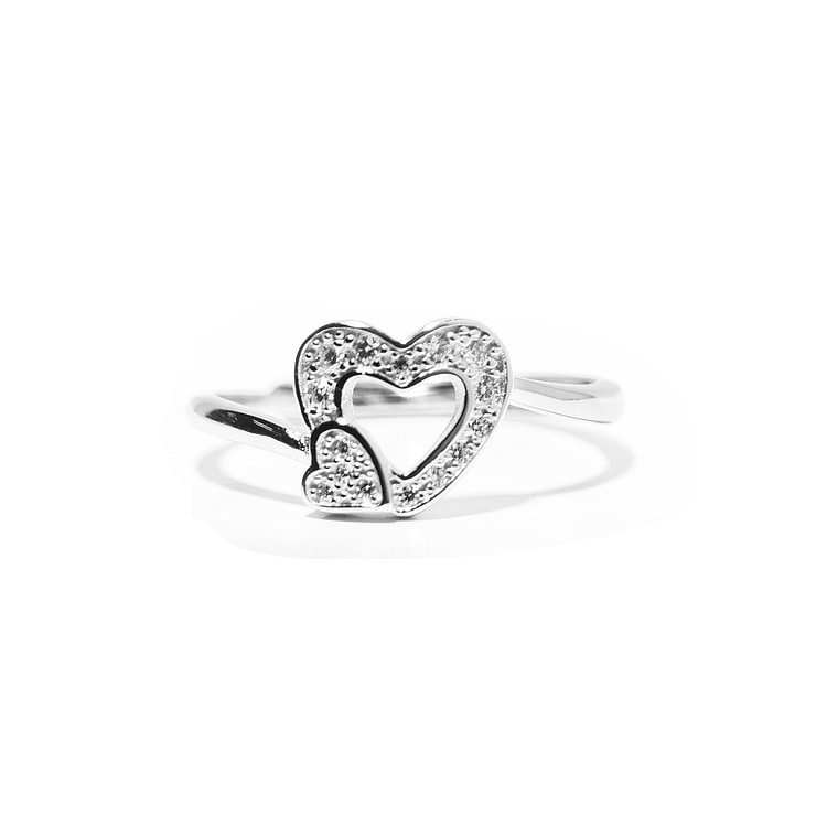 S925 Mother & Daughter Heart To Heart Ring