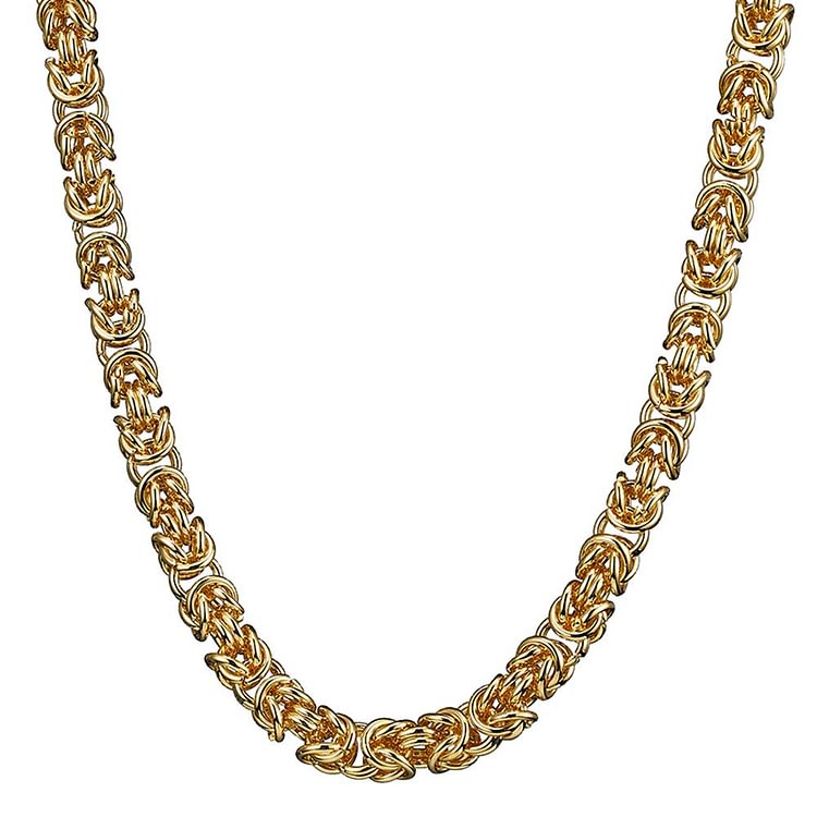 6/8/10MM Round Byzantine Chain Gold Necklace