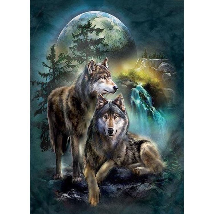 Night Wolf - Full Round Drill Diamond Painting - 30x40cm(Canvas)