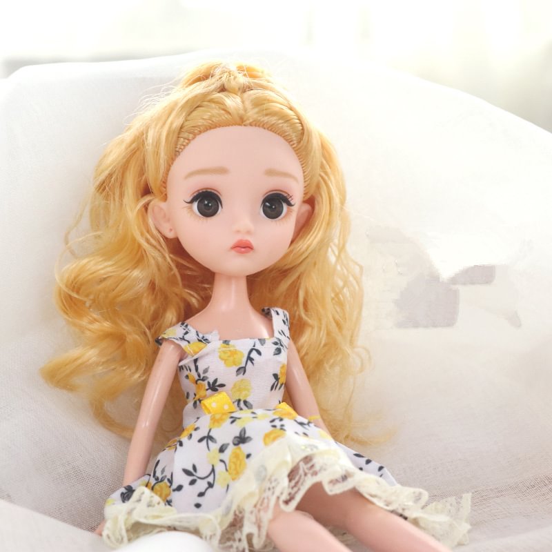 1/6 Dolls 5 Joints Doll with 3D Eyes Doll Blond Curly Hair