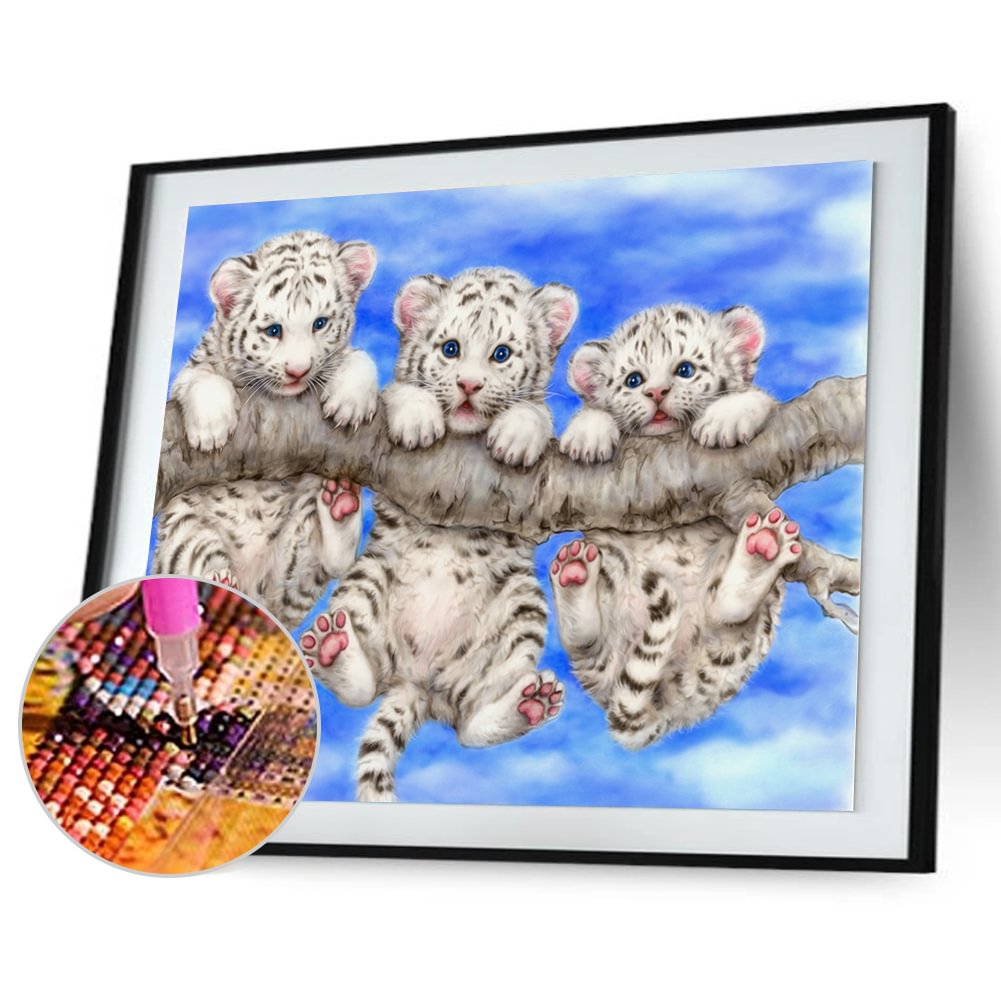 Three Tigers Baby    Round Diamond Painting 44*34cm