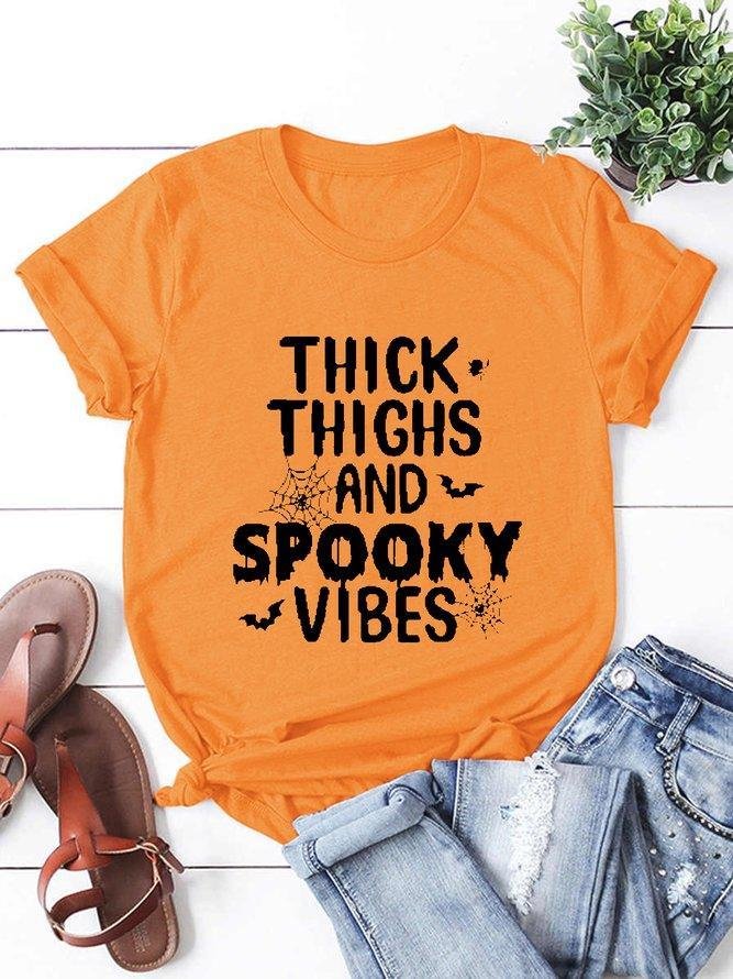 Thick Thighs Spooky Vibes Tshirts-Mayoulove