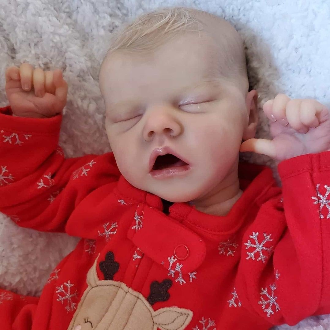  [Holiday Gift]17"Cute Lifelike Handmade Silicone Sleeping Reborn Baby Doll Brandon, Preemie Reborn Pacifier Doll - Reborndollsshop.com-Reborndollsshop®