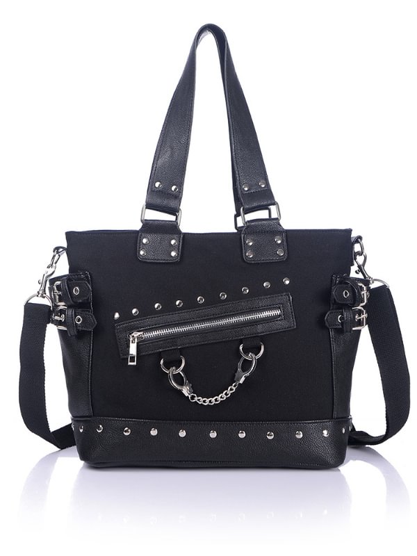 Statement Rivets Chain-trimmed Hand Bag