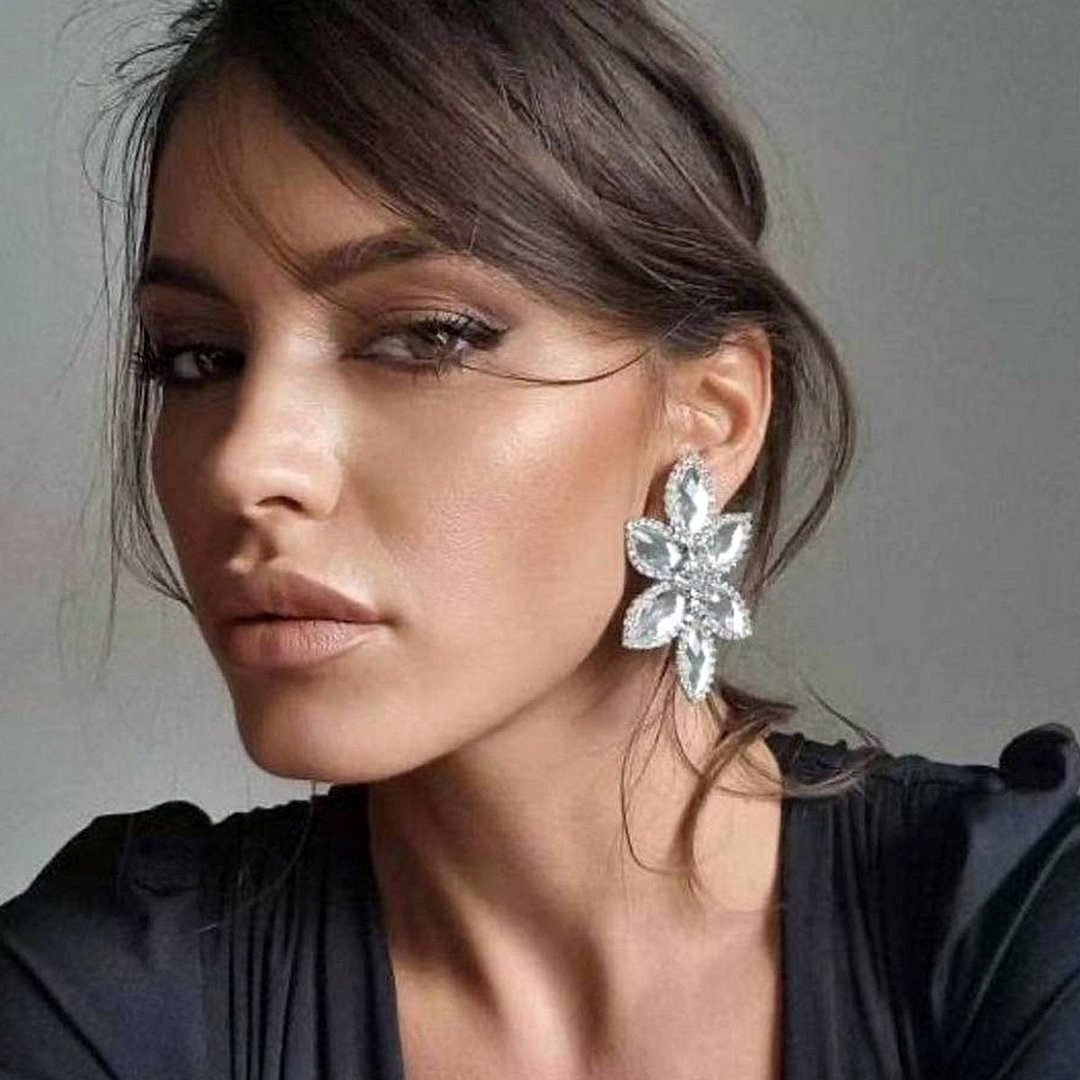 Rhinestone Flower Shaped Women's Earrings Party Jewelry-VESSFUL