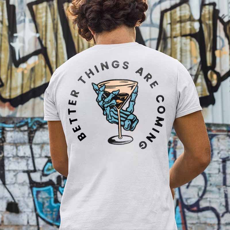 Better Things Are Coming Skull Finger Print T-shirt - Krazyskull