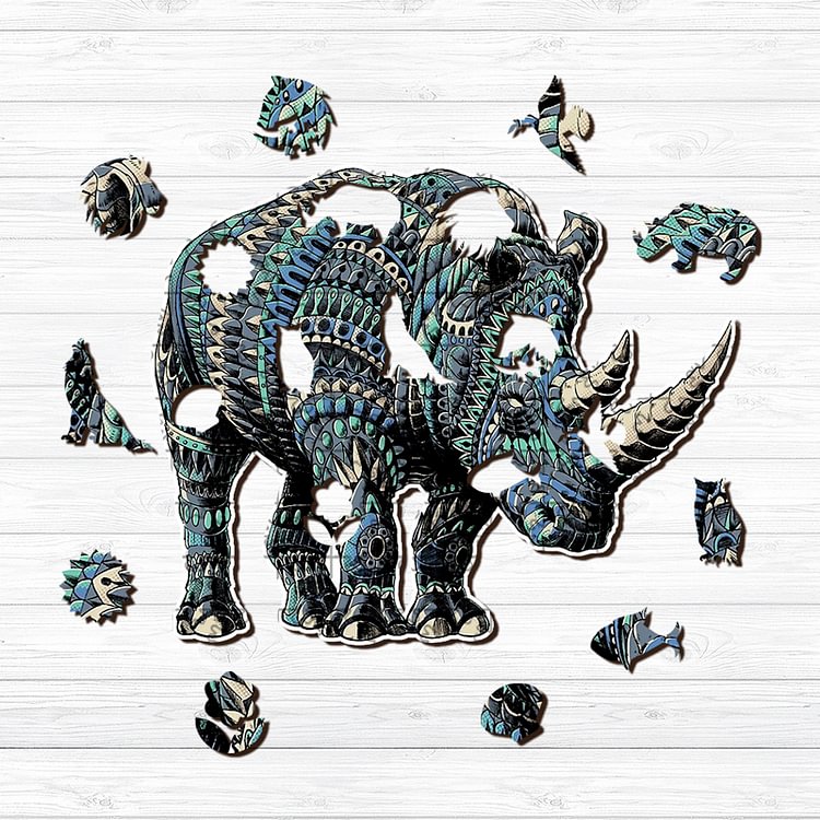 Blue Rhino Wooden Jigsaw Puzzle