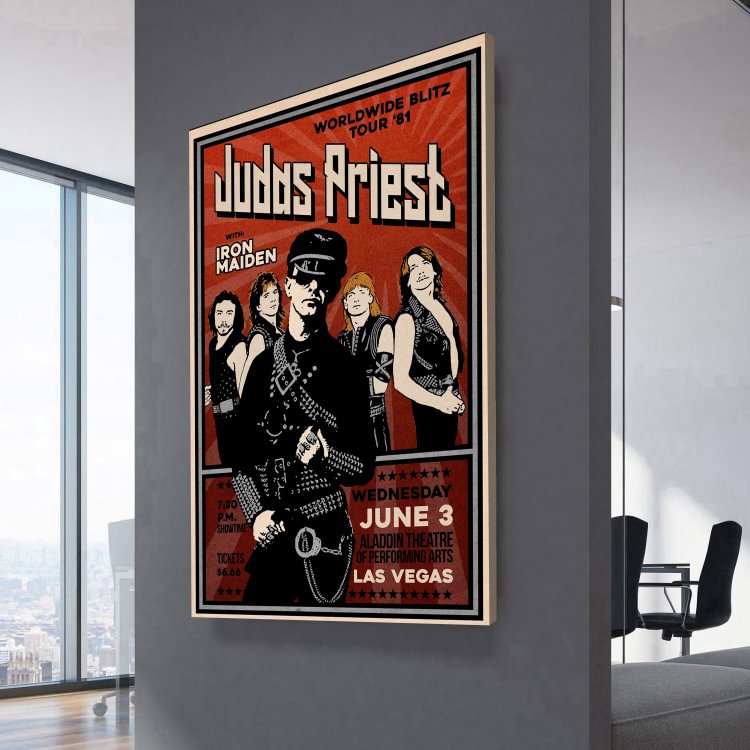 Judas Priest World Wide Blitz Tour Poster Canvas Wall Art