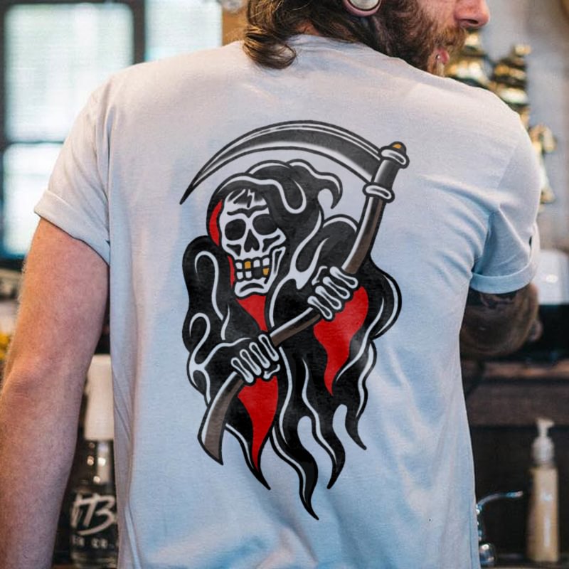 Devil death skull designer print casual t-shirt - Krazyskull