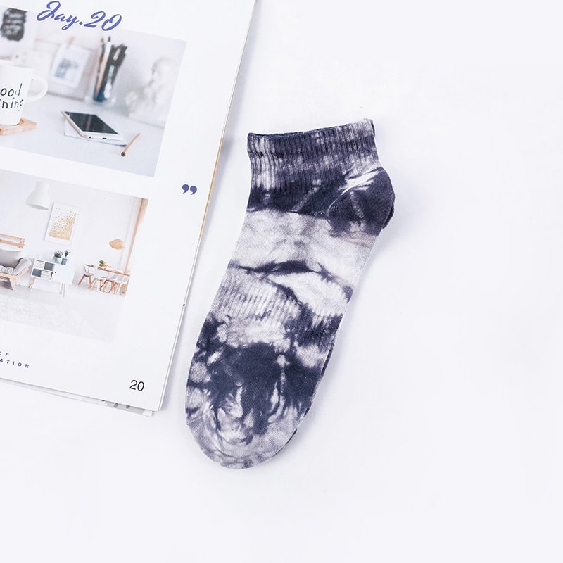   Tie-dyed Trendy Colorful Cotton Breathable Ankle Socks - Neojana
