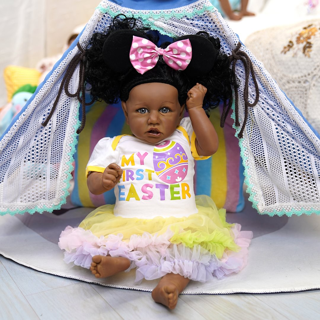 20 Inches African American Realistic Cute Black Silicone Baby Girl Doll with Cute Name Diana Toy 2022 -Creativegiftss® - [product_tag]