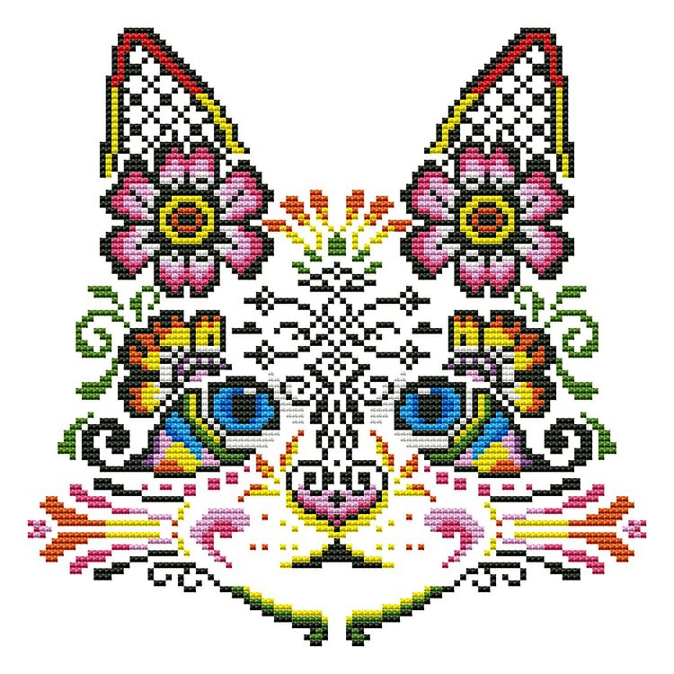 Flower Cats  Bead Embroidery Stamped -Bead  Crafts