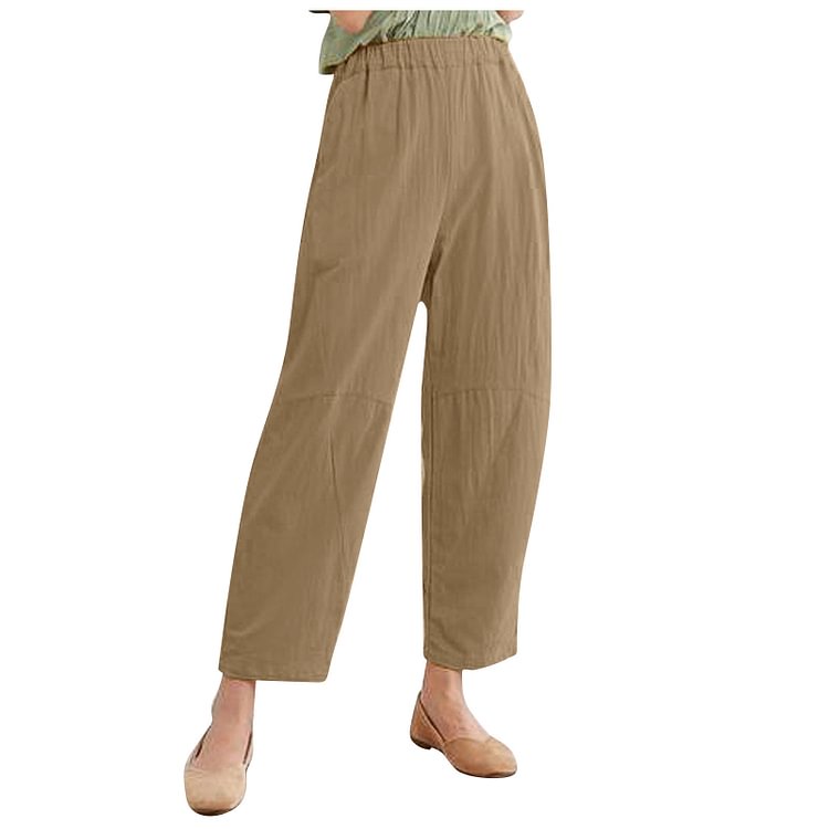 Women's loose and simple cotton and linen casual bottoms