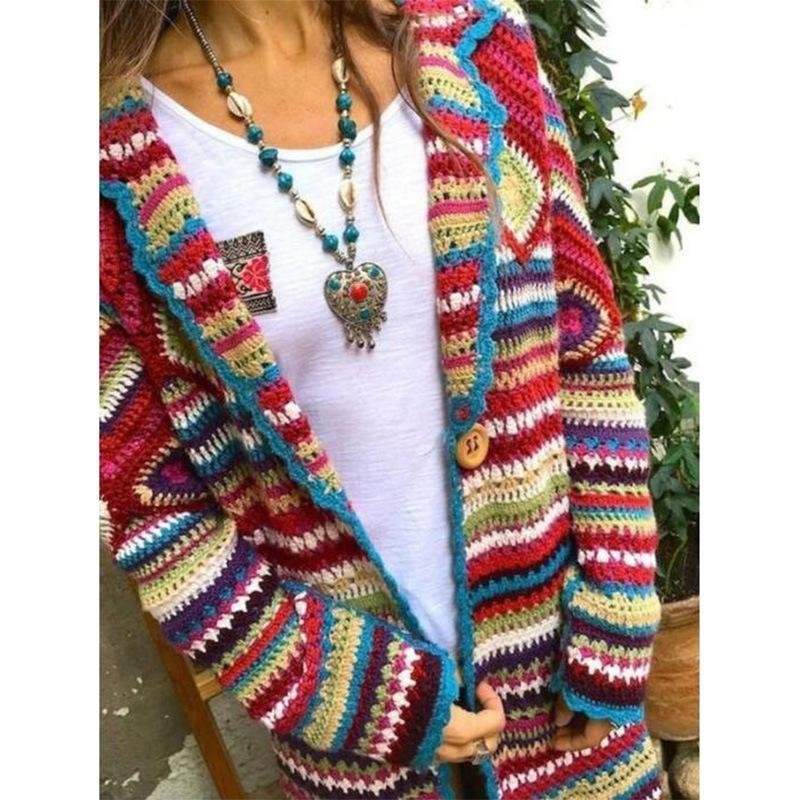 Multicolor Vintage Long Sleeve Sweater-Corachic