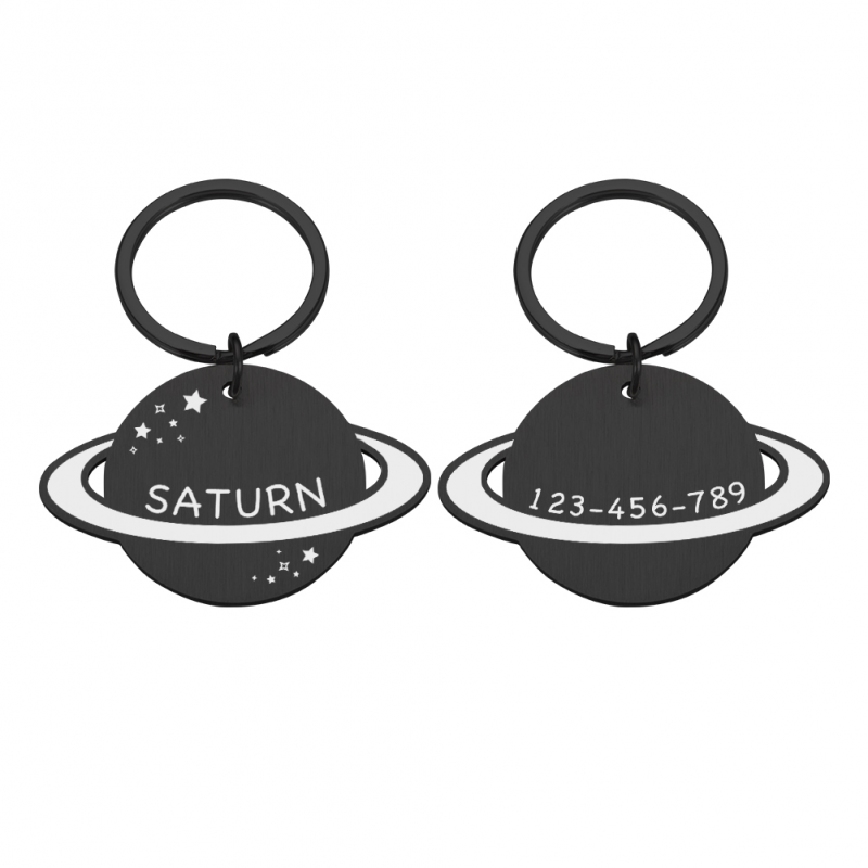 Personalized Saturn Pet Cats Dogs Collar Custom Name ID Tags-VESSFUL
