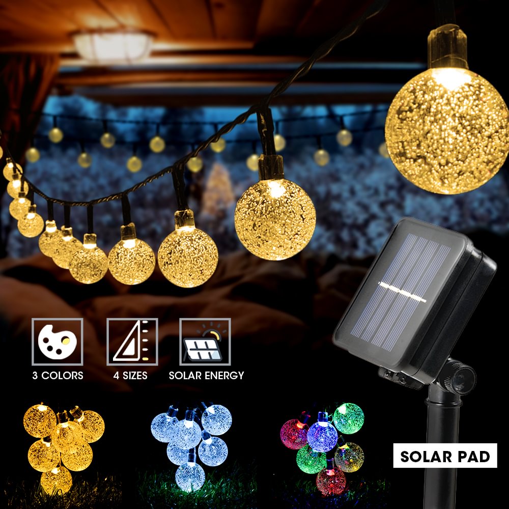 8 Modes Solar String Light Crystal ball, 5M LED Fairy Lights  Garlands For Party Outdoor Decoration、、sdecorshop
