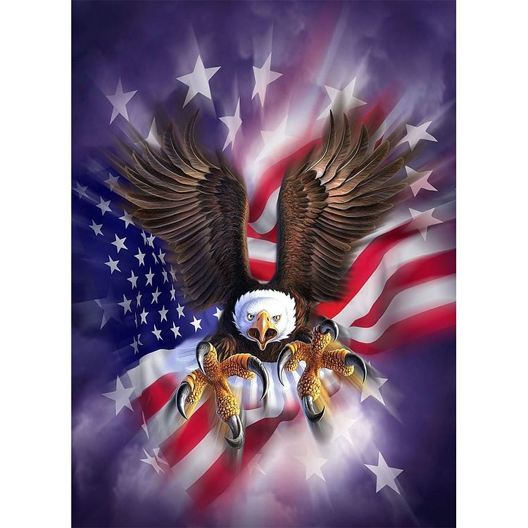 American Flag Eagle - Round Drill Diamond Painting - 30*40CM