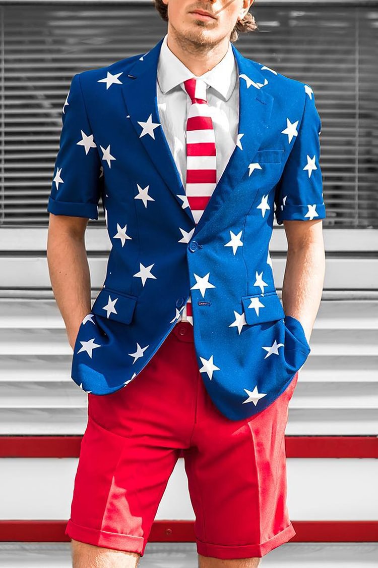 Tiboyz Outfits National Flag Blazer And Shorts Suit