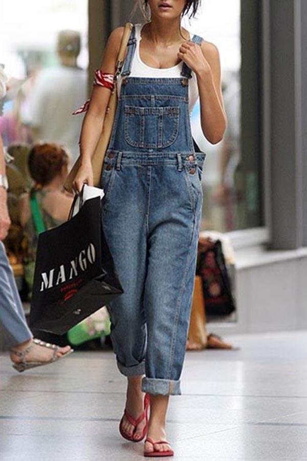 Casual Ripped Denim Overalls P10588