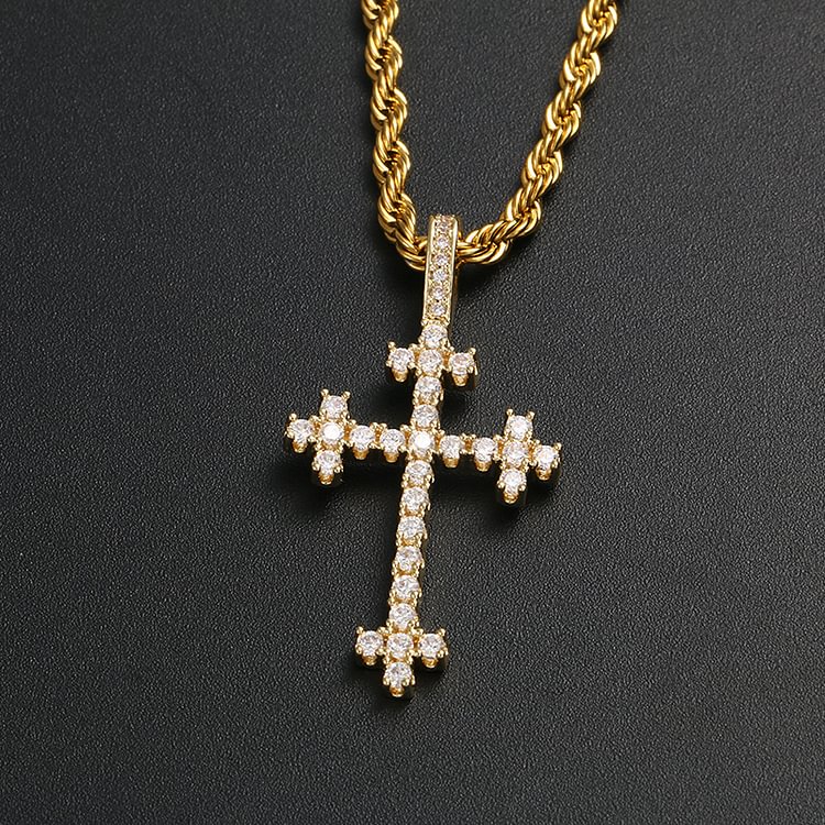 Iced Out Exquisite Cross 20*40MM Pendant Necklace