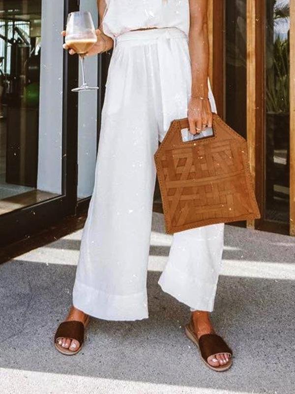 Casual Cotton And Linen Wide-Leg Pants-Mayoulove