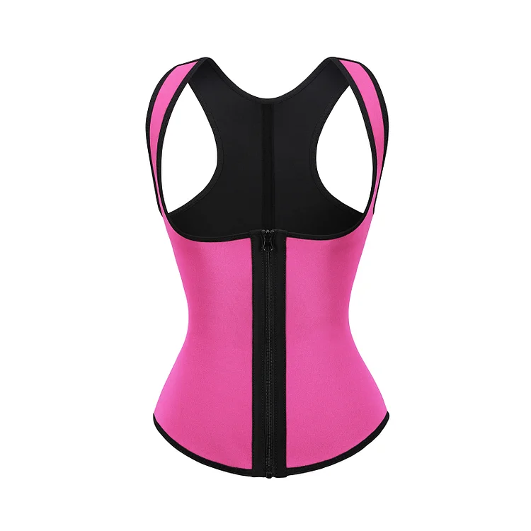 Wholesale Rose Red Front Zipper 7 Steel Bones Neoprene Vest for Postpartum Recovery