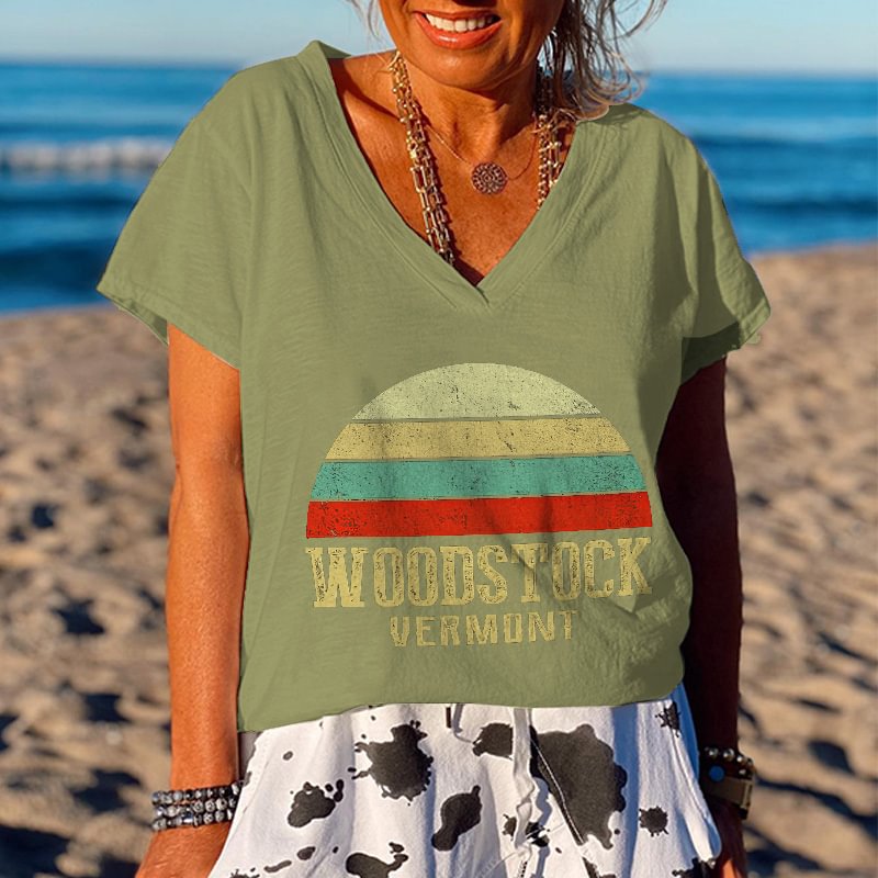 Woodstock Vermont Printed Hippie T-shirt
