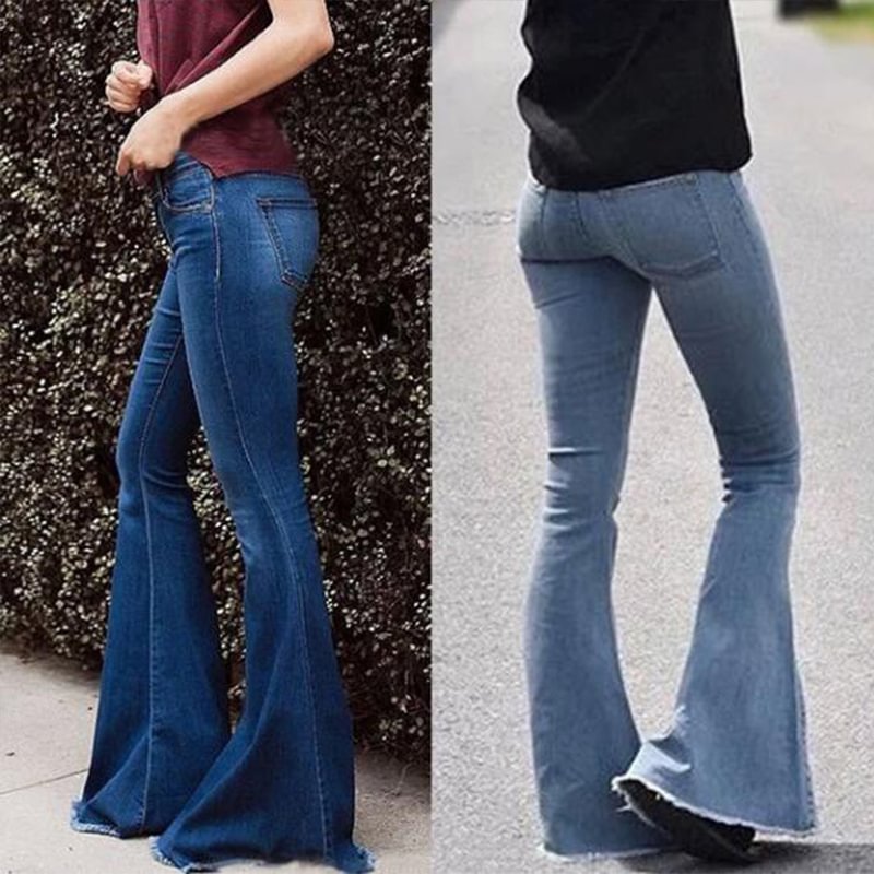 Fashion ladies loose casual flared jeans