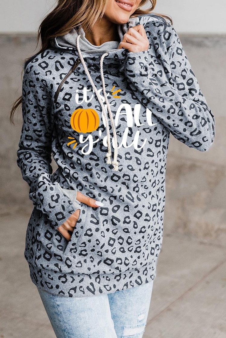 Women's Sweatshirts Leopard Pumpkin Turtleneck Sweatshirt-Mayoulove