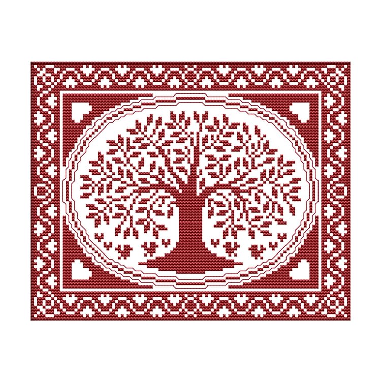 (Counted/Stamped)Oval Happiness Tree - Cross Stitch  28*21CM