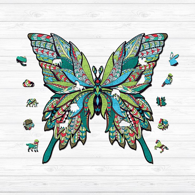 Geometric Butterfly Wooden Jigsaw Puzzle