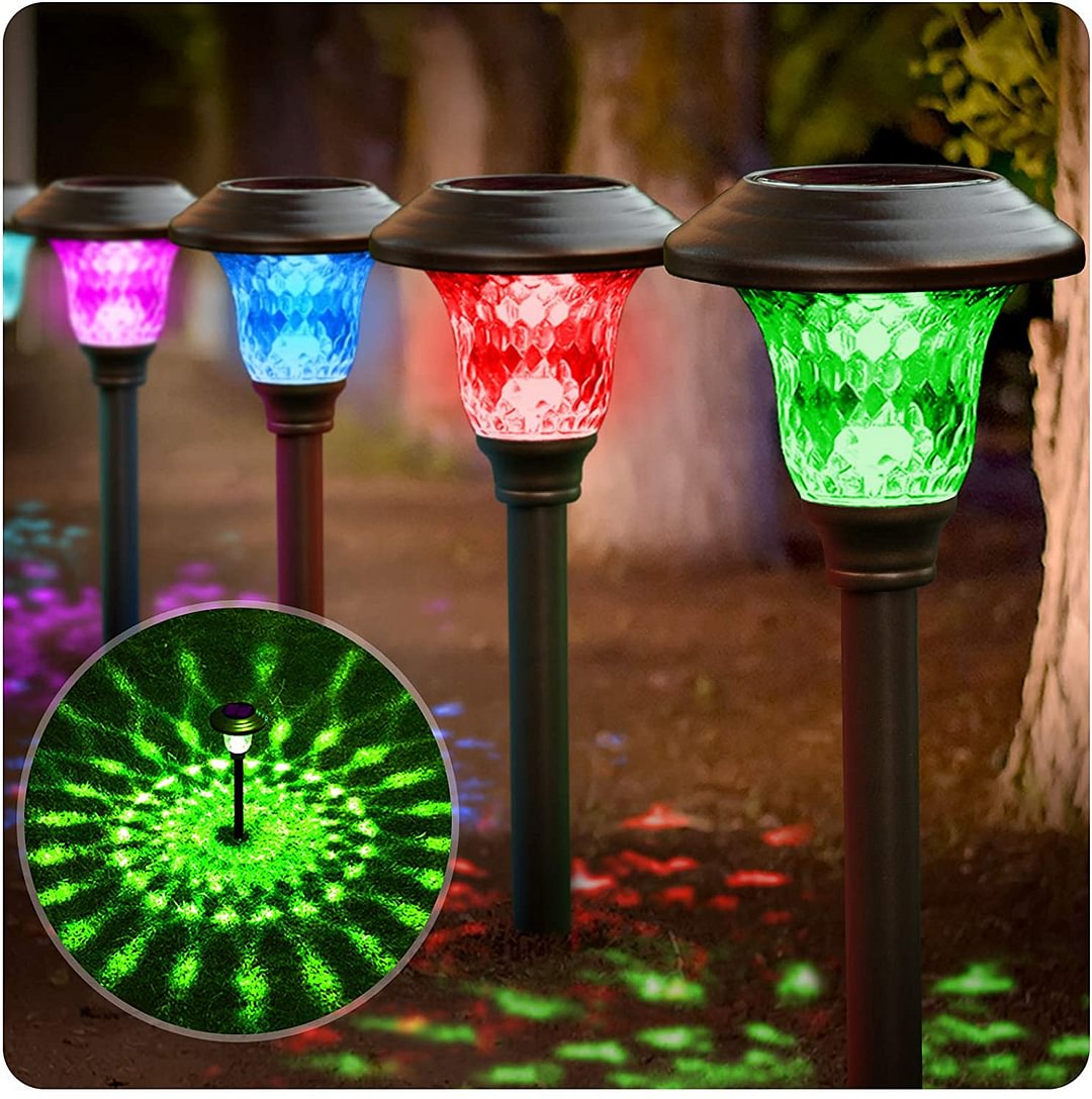 4 Pack Solar Lights , Mother's Day Birthday Gifts, Waterproof with 7 Color Changing Pathway Outdoor Garden Light、、sdecorshop