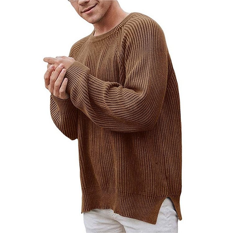 BrosWear Fashion Men's Round Neck Pullover Knit Sweater
