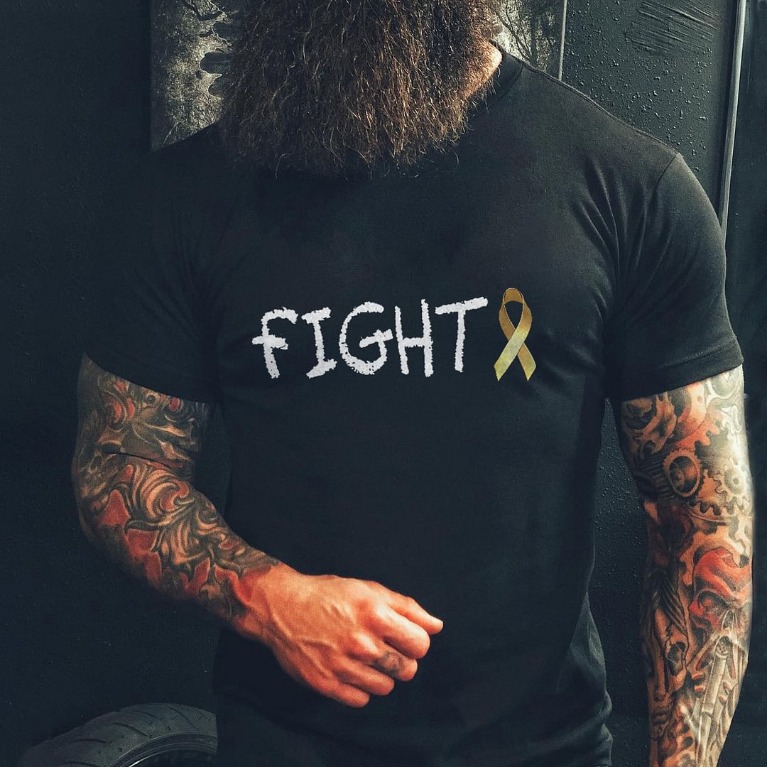 Livereid Fight Letters Black Short-sleeved T-shirt - Livereid