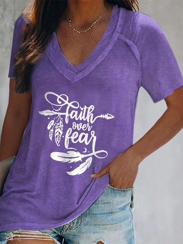 Faith over fear v-neck graphic tees designer