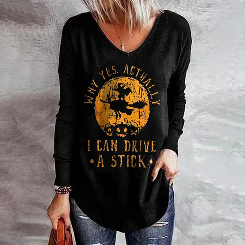 I Can Drive A Stick Printed Long Sleeve T-shirt