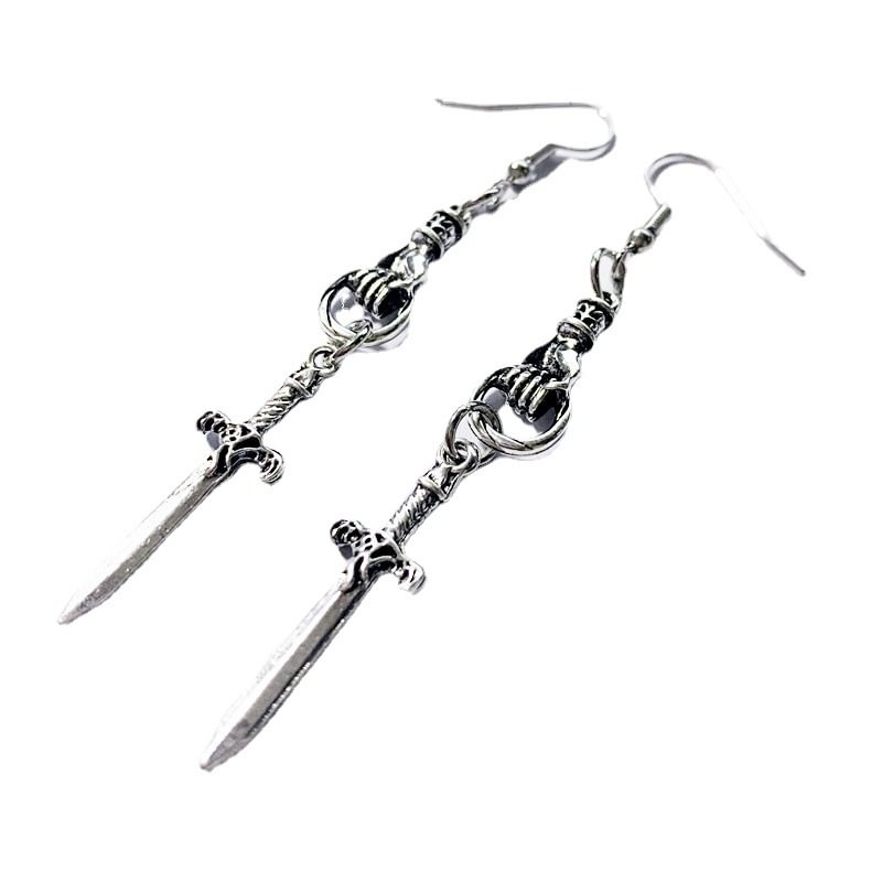 Minnieskull Vintage Punk Style Ancient Sword Pendant Women Earrings - Minnieskull
