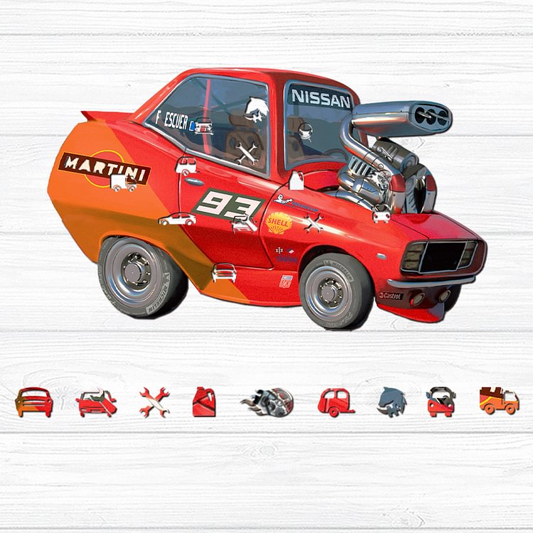 Cartoon Muscle Car Wooden Puzzle