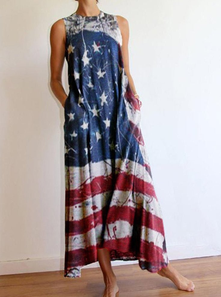Vintage American Flag Maxi Dress