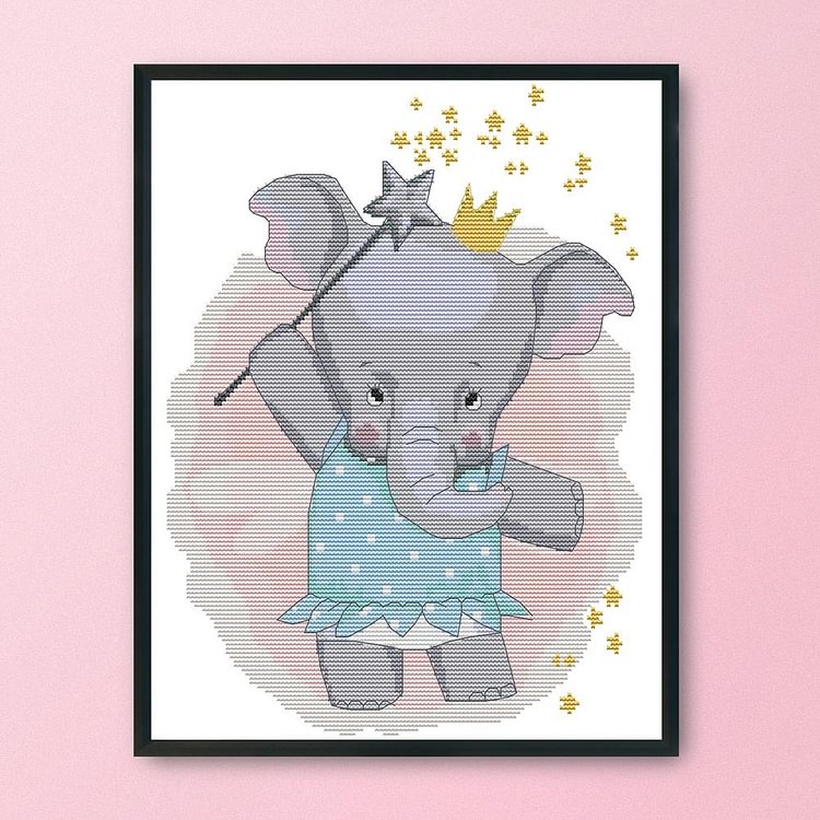 Cute Baby Elephant - 14Ct Stamped Cross Stitch Kit 35*31CM