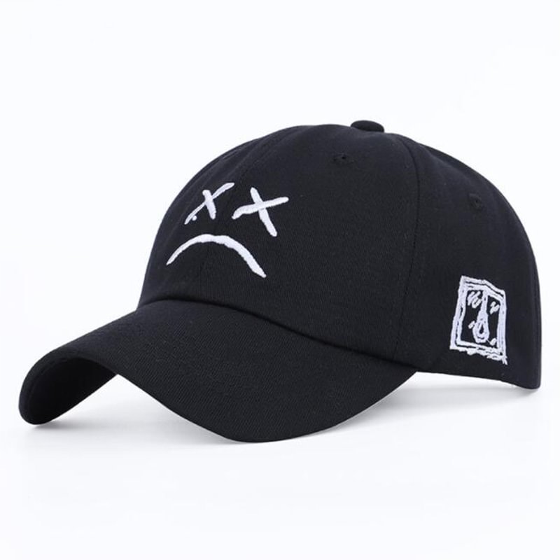 Sad Face Embroidery Baseball Hat / Techwear Club / Techwear